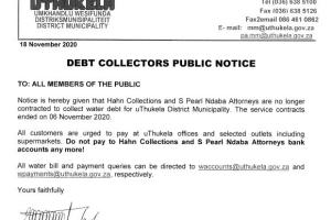 Debt Collectors Public Notice 